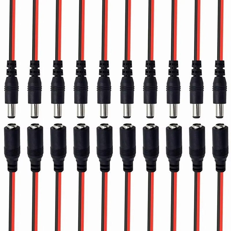 Male & Female DC 12V Power Socket Jack-Plug Connector Cable Electronic Soldering - Dukes Supplies