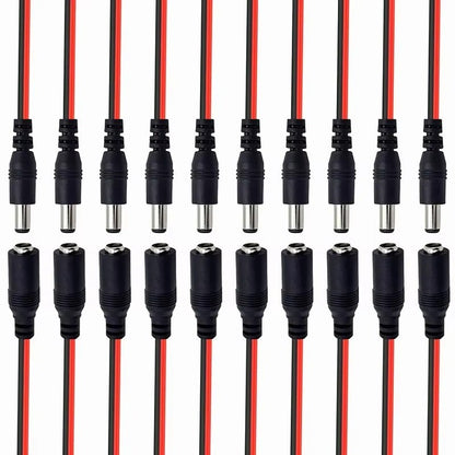 Male & Female DC 12V Power Socket Jack-Plug Connector Cable Electronic Soldering - Dukes Supplies