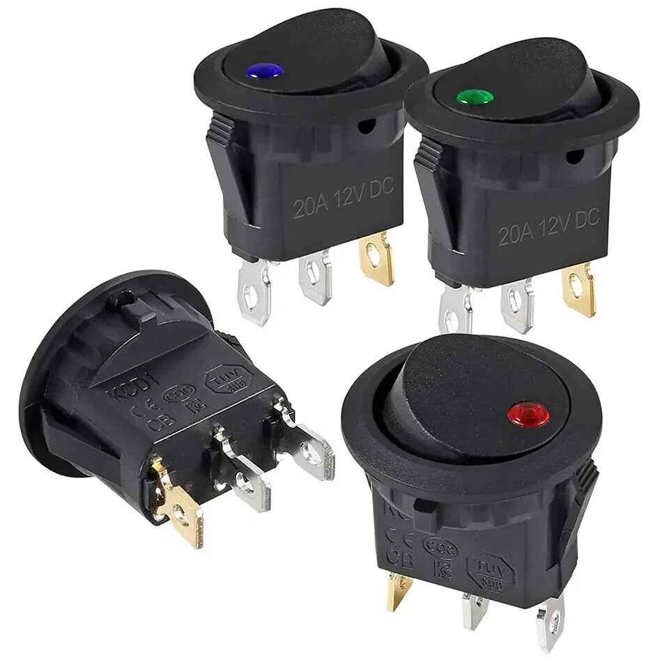 5Pcs 12V ON/OFF LED Round 12v Rocker Toggle Switch Dashboard Boat Van - Dukes Supplies