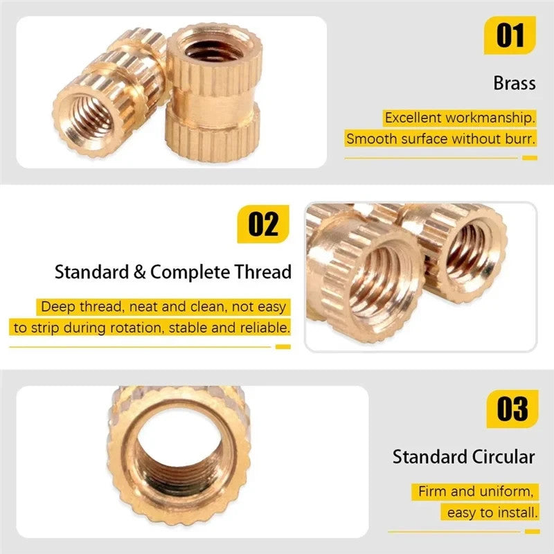 220Pcs Brass Heat Insert Nuts Kits Heat Set M2 M2.5 M3 M4 M5 M6 Threaded Inserts - Image 5
