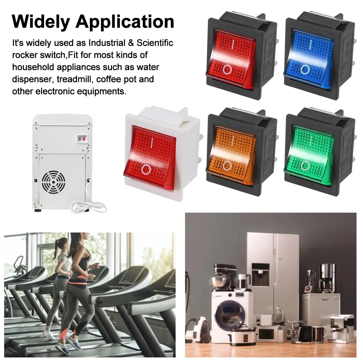 KCD4 2 Position Rectangular Rocker Switch 4 Pin 250V 16A ON OFF Large Heavy Duty - Dukes Supplies