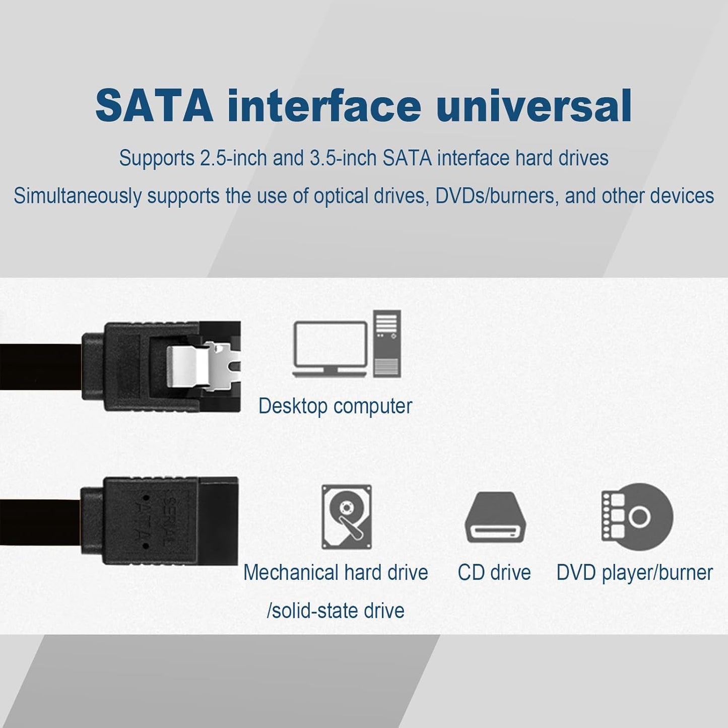 16" SATA III 6Gbps Data Cables with Locking for HDD/SSD