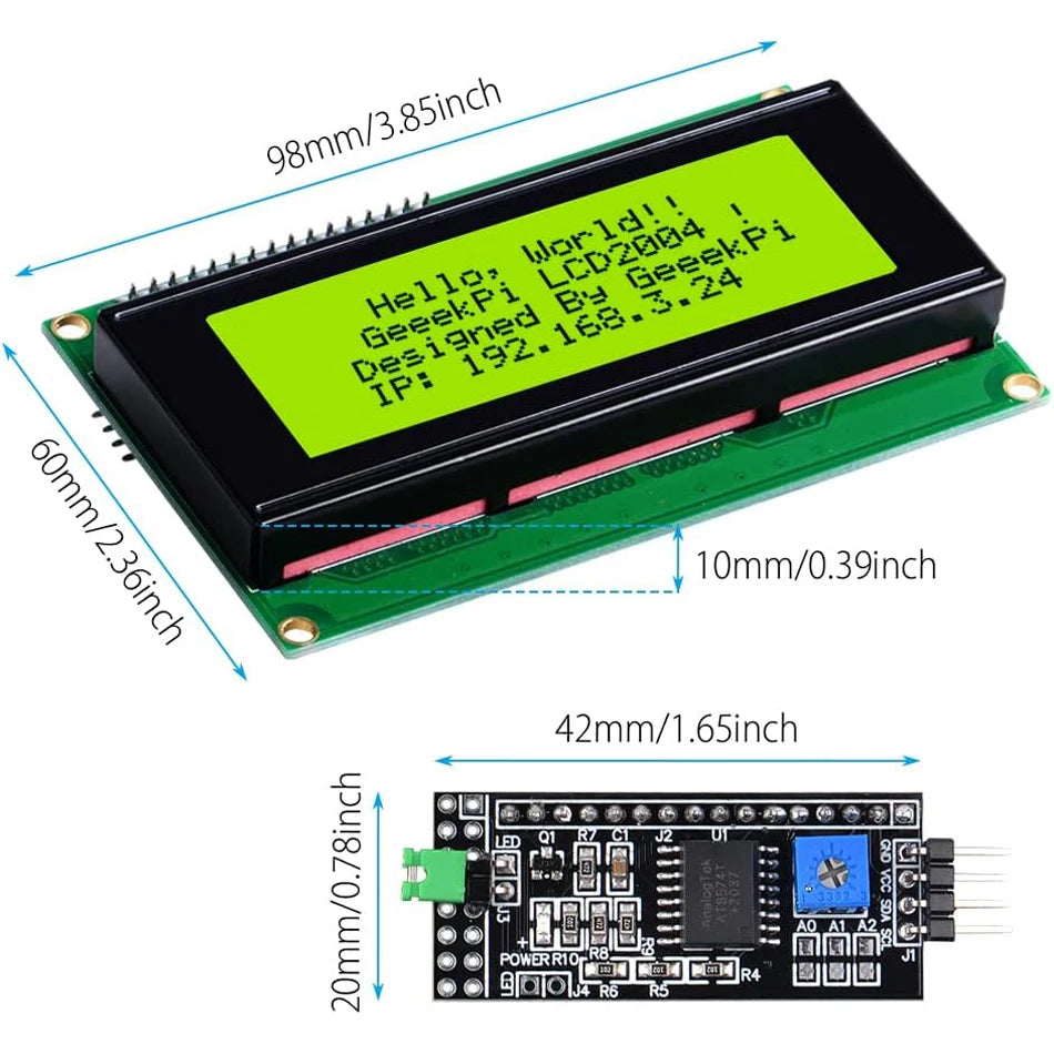 LCD2004 2004 LCD Module Blue/Green/White Screen 20X4 Character LCD Display IIC I2C Serial Interface Adapter Module for Arduino - Extracted Image 8