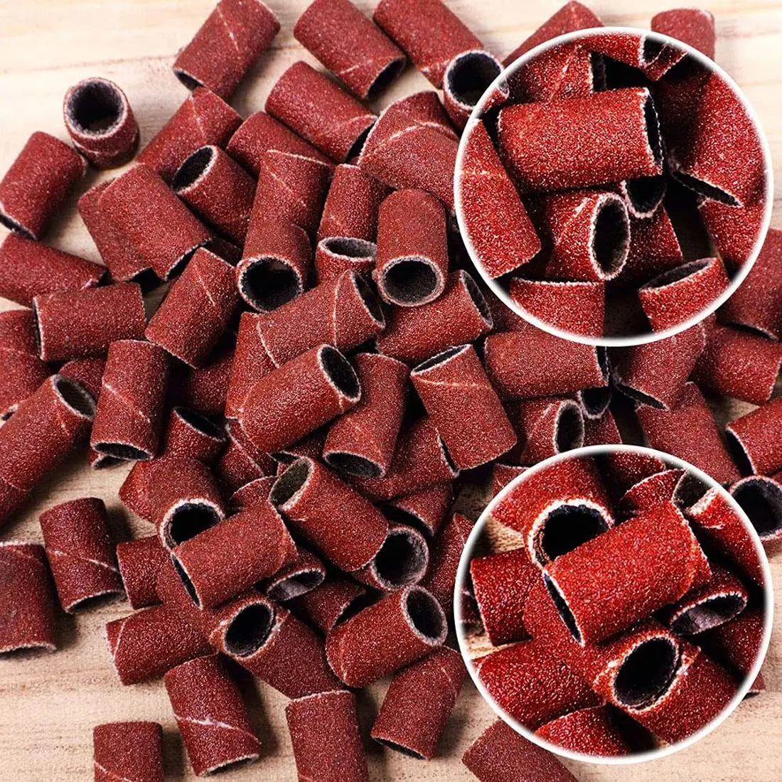210pcs/Box Sanding Cap Bands For Electric Manicure Machine 180#/120#/80# Grit Nail Drill Grinding Bit Files Pedicure Tool Set - Image 6