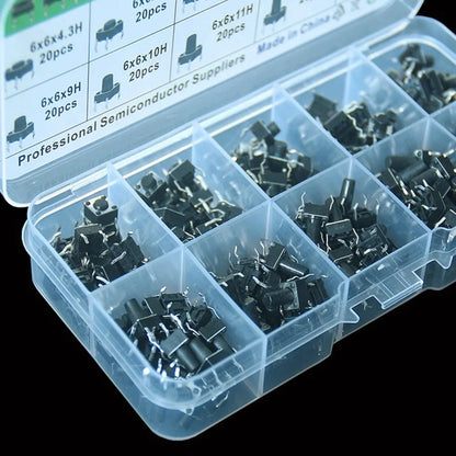 200 Push-Button Switches Kit - 10 Types, 6x6mm, Durable ABS, DIY Learner - Image 4
