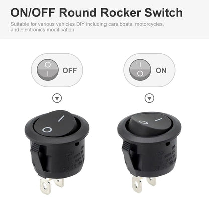 20pcs Mini Round Rocker Switches On/Off 2-Pin 3A 250V for RV Car Boat 15MM - Image 3