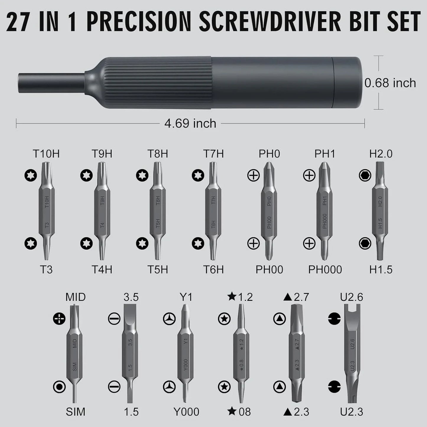 27-in-1 Precision Screwdriver Set  Magnetic Bits Pen Style Manual Repair Tools Kit for Eyeglass Watch PC Jewelers Laptop iPhone - Image 4