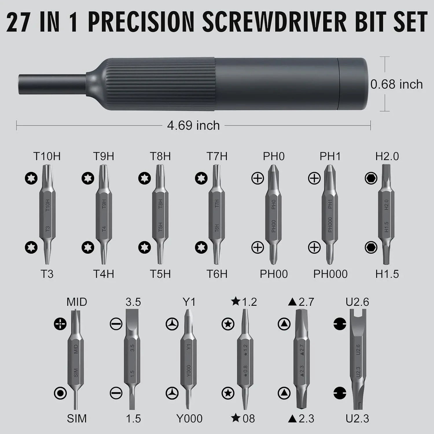 27-in-1 Precision Screwdriver Set  Magnetic Bits Pen Style Manual Repair Tools Kit for Eyeglass Watch PC Jewelers Laptop iPhone - Image 4