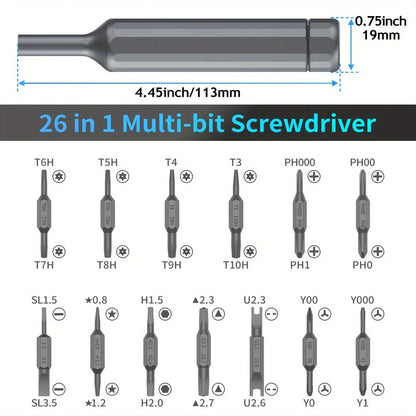 27-in-1 Precision Screwdriver Set  Magnetic Bits Pen Style Manual Repair Tools Kit for Eyeglass Watch PC Jewelers Laptop iPhone - Image 9
