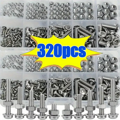 Hex Nuts and Bolt Set - 320 pieces/120 pieces, durable M2 - M5 metric size, universal hardware kit for DIY projects and repairs - Extracted Image 1