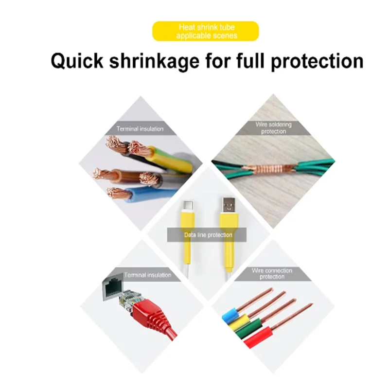 625pcs/lot Thermoresistant tube Shrink wrapping 2:1 Black heat shrink Sleeving set Wire Cable Polyolefin Wrap Tubing - Image 6