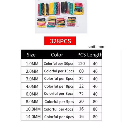 328 Pcs Heat Shrinkable Tube Insulation Environmental Protection Heat Shrinkable Combination Sleeving Electrical Cable Sleeving - Image 6
