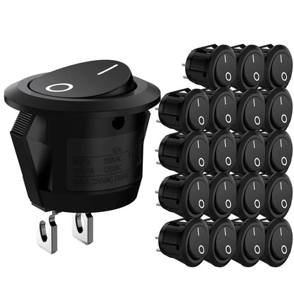 20pcs Mini Round Rocker Switches On/Off 2-Pin 3A 250V for RV Car Boat 15MM - Image 1
