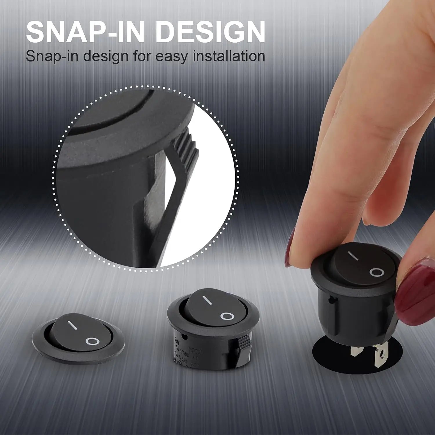 20pcs Mini Round Rocker Switches On/Off 2-Pin 3A 250V for RV Car Boat 15MM - Extracted Image 2