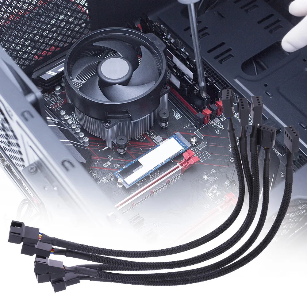 5-Pack 26CM 4-Pin PWM Fan Extension Cables for PC Cooling - Durable & Flexible - Image 2