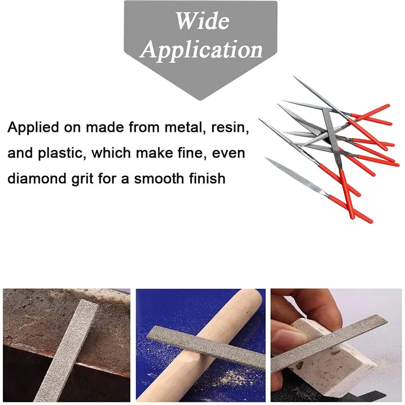 10Pcs Diamond Needle File Set for Stone, Glass & Metal - Durable, Mini Tools - Extracted Image 5