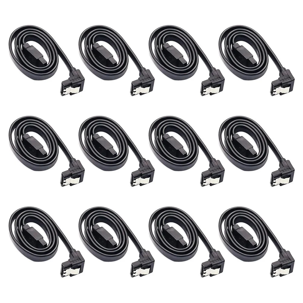 12-Pack 16" SATA III 6Gbps Right Angle Data Cables with Locking for HDD/SSD - Image 1