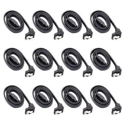 12-Pack 16" SATA III 6Gbps Right Angle Data Cables with Locking for HDD/SSD - Image 1