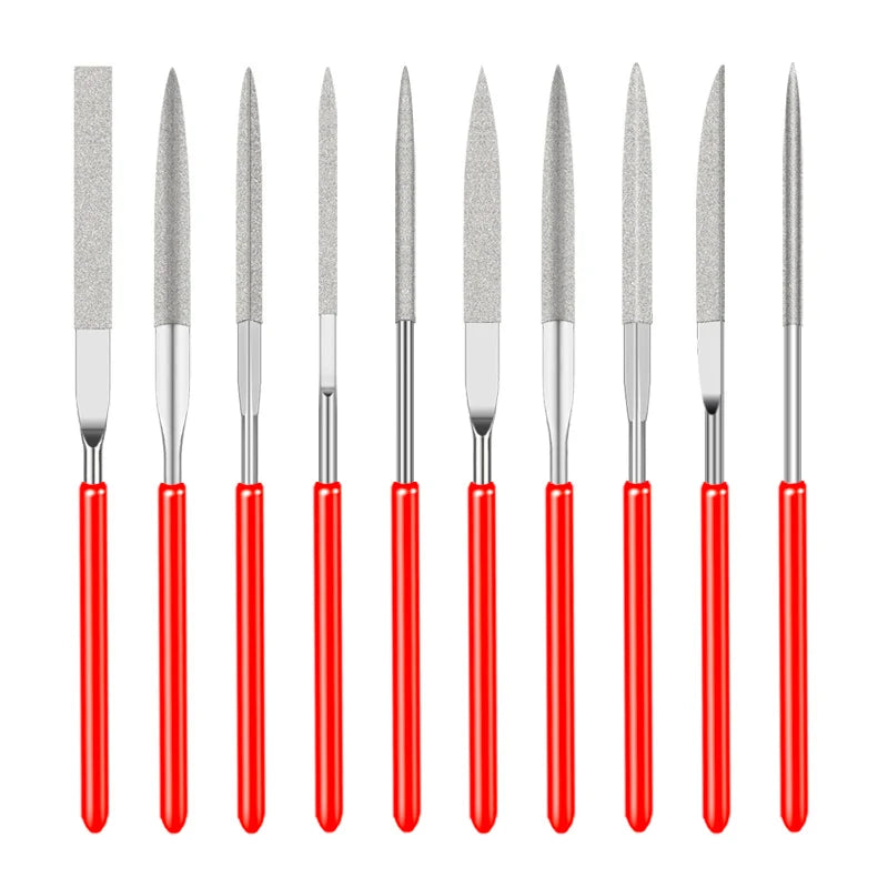 10Pcs Diamond Needle File Set for Stone, Glass & Metal - Durable, Mini Tools - Extracted Image 1