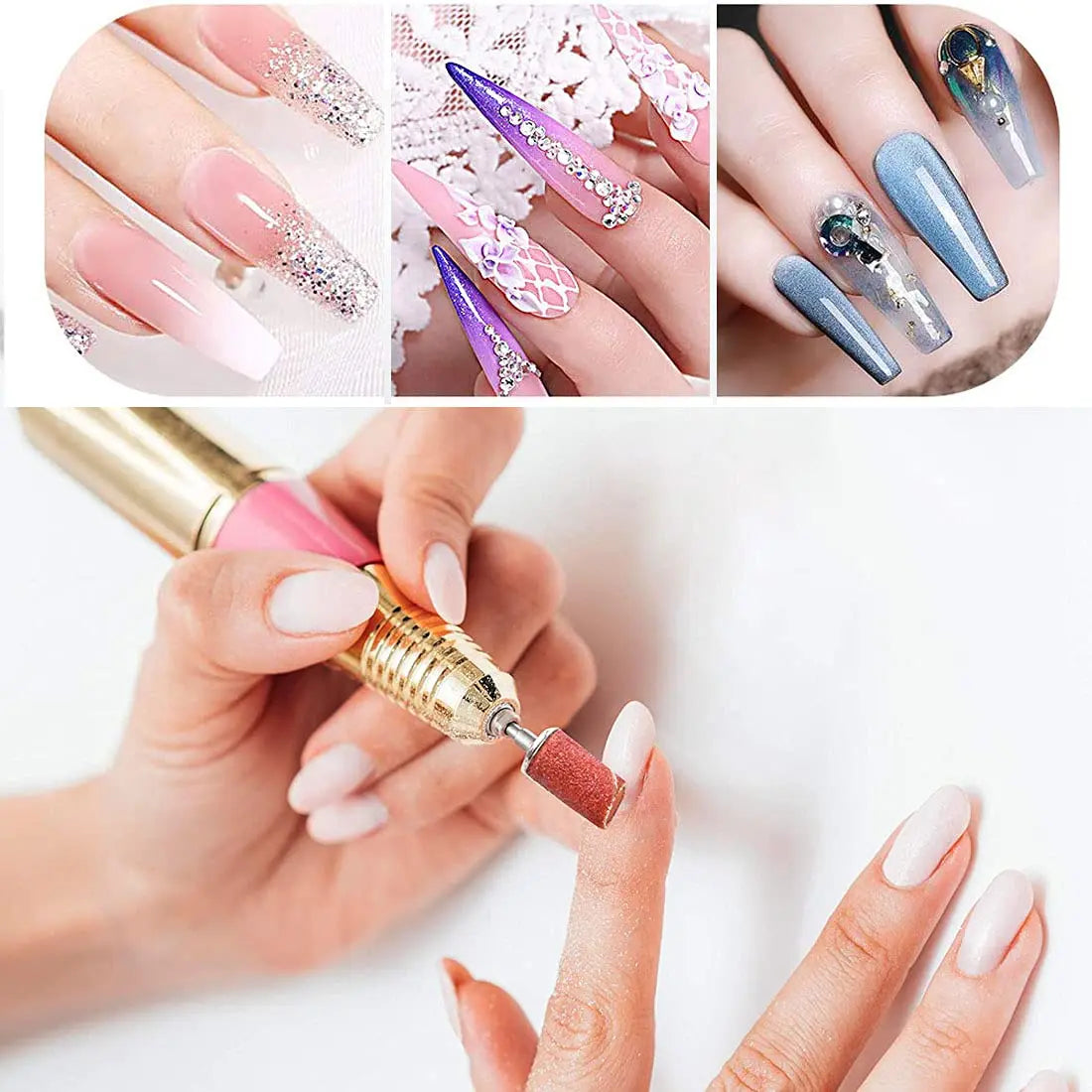210pcs/Box Sanding Cap Bands For Electric Manicure Machine 180#/120#/80# Grit Nail Drill Grinding Bit Files Pedicure Tool Set - Extracted Image 5