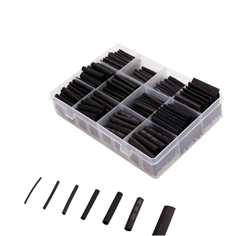625pcs/lot Thermoresistant tube Shrink wrapping 2:1 Black heat shrink Sleeving set Wire Cable Polyolefin Wrap Tubing - Extracted Image 2
