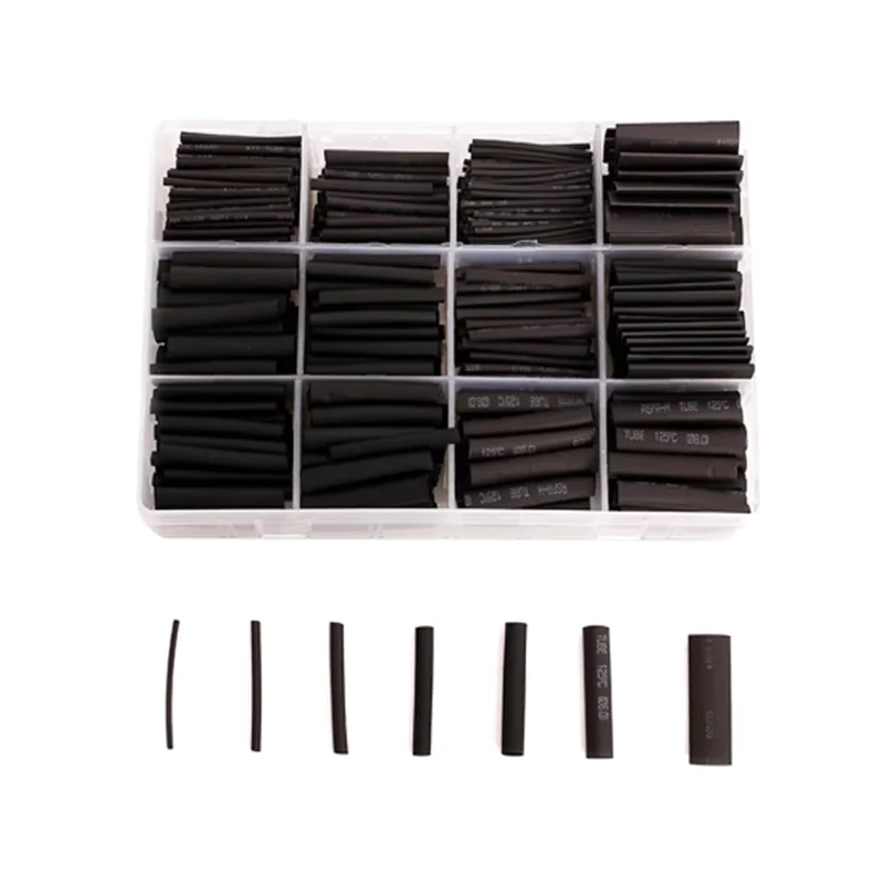 625pcs/lot Thermoresistant tube Shrink wrapping 2:1 Black heat shrink Sleeving set Wire Cable Polyolefin Wrap Tubing - Image 4