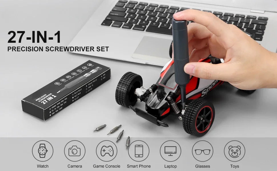 27-in-1 Precision Screwdriver Set  Magnetic Bits Pen Style Manual Repair Tools Kit for Eyeglass Watch PC Jewelers Laptop iPhone - Extracted Image 1