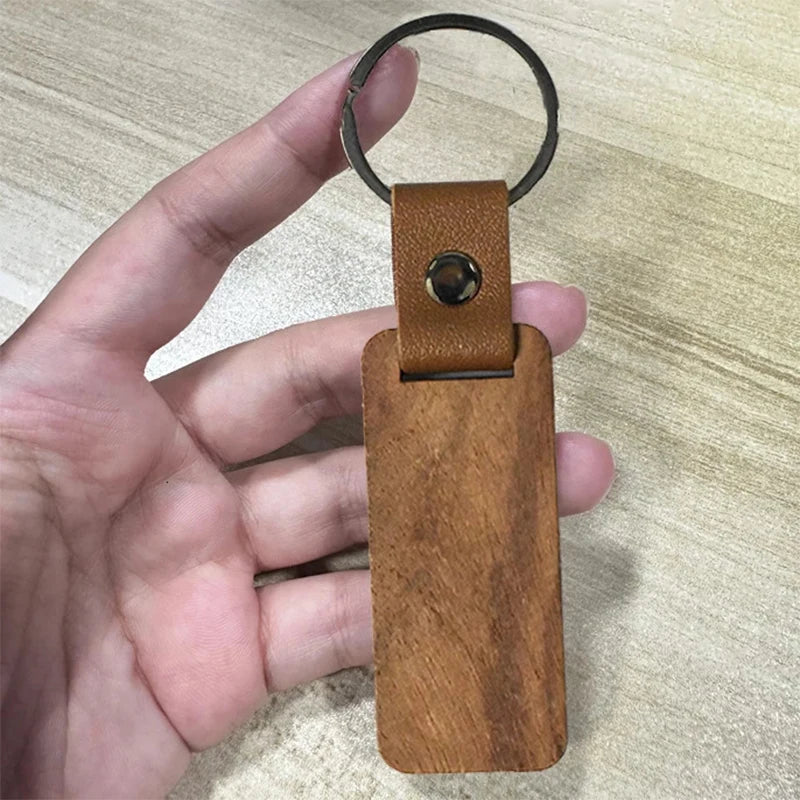 120 Pcs Unfinished Wooden Keychains with Leather Strap - DIY Craft Blanks - Extracted Image 2