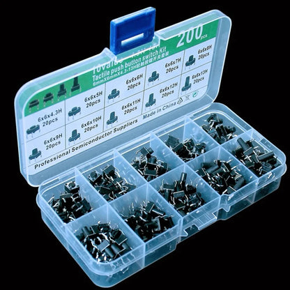 200 Push-Button Switches Kit - 10 Types, 6x6mm, Durable ABS, DIY Learner - Image 5