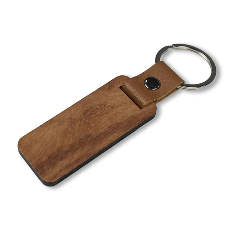 120 Pcs Unfinished Wooden Keychains with Leather Strap - DIY Craft Blanks - Image 4
