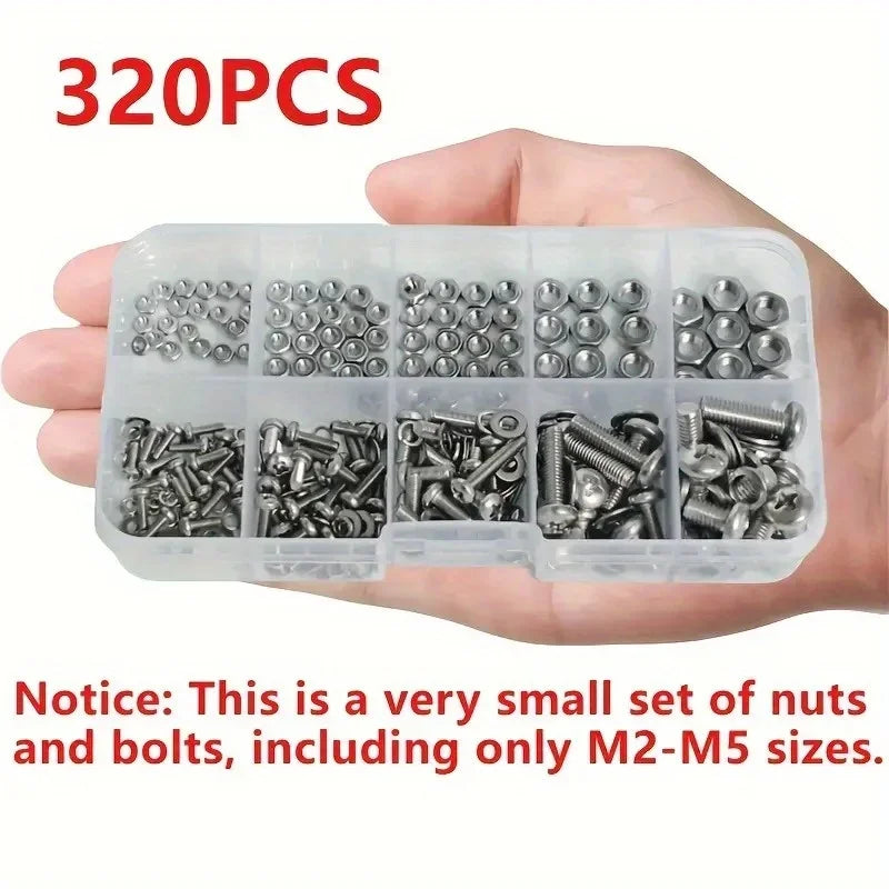 Hex Nuts and Bolt Set - 320 pieces/120 pieces, durable M2 - M5 metric size, universal hardware kit for DIY projects and repairs - Extracted Image 3