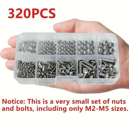 Hex Nuts and Bolt Set - 320 pieces/120 pieces, durable M2 - M5 metric size, universal hardware kit for DIY projects and repairs - Extracted Image 3