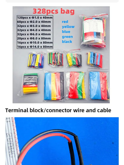 328 Pcs Heat Shrinkable Tube Insulation Environmental Protection Heat Shrinkable Combination Sleeving Electrical Cable Sleeving - Extracted Image 6