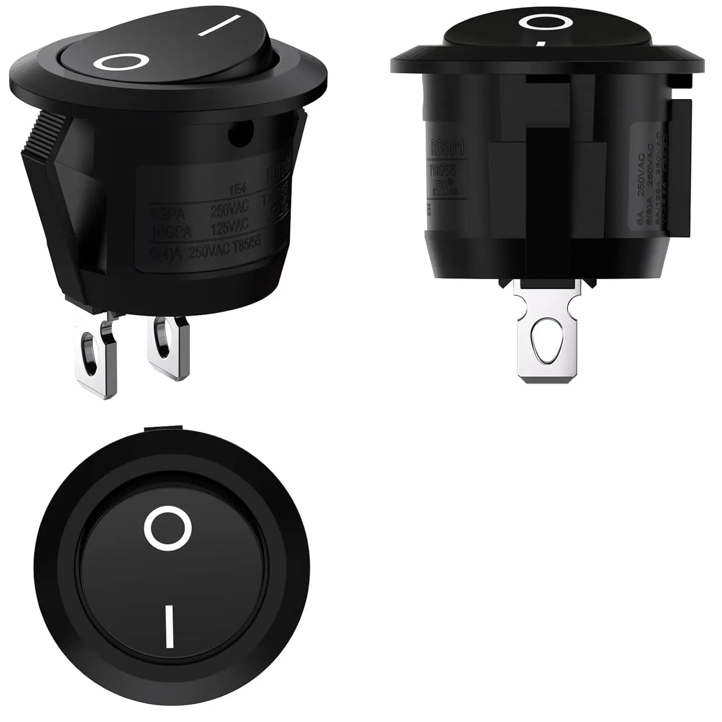 20pcs Mini Round Rocker Switches On/Off 2-Pin 3A 250V for RV Car Boat 15MM - Image 2