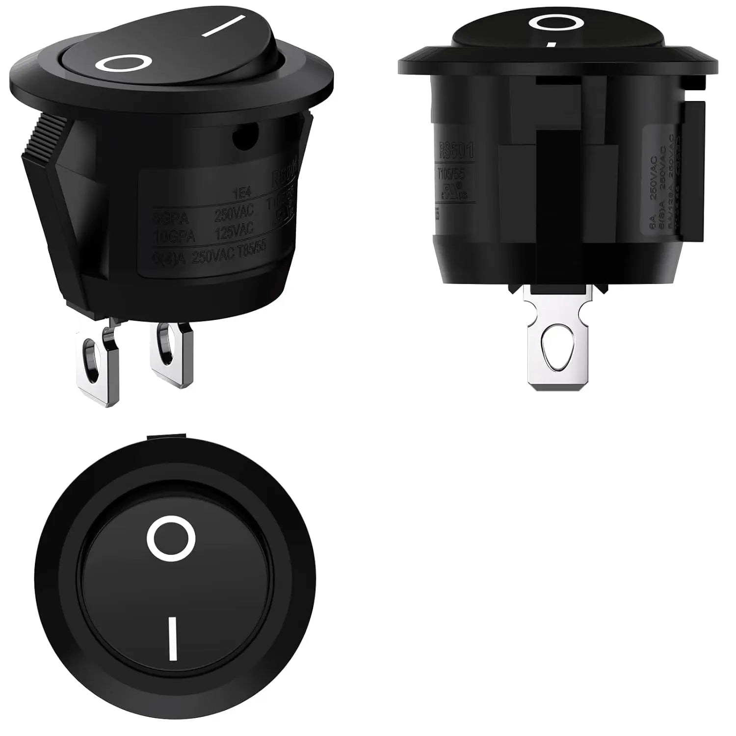 20pcs Mini Round Rocker Switches On/Off 2-Pin 3A 250V for RV Car Boat 15MM - Image 2
