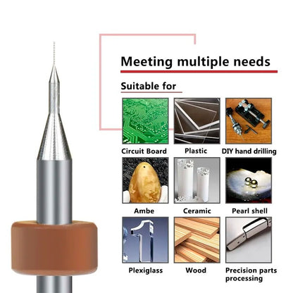 10PCS PCB Drill Bits 0.3-1.2mm Set Carbide Micro Mini CNC Drilling Bits