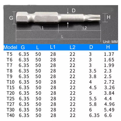 12pc Torx Screwdriver Driver Bit Set Hex Security Magnetic Head 5cm