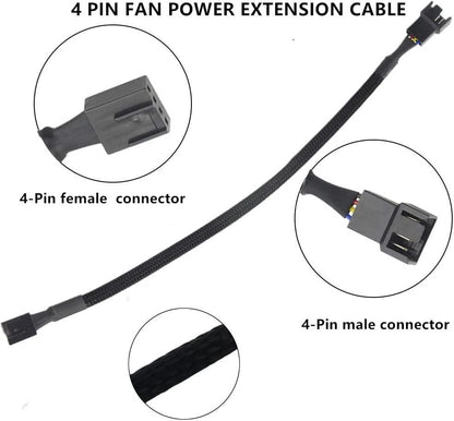 5-Pack 26CM 4-Pin PWM Fan Extension Cables for PC Case Cooling