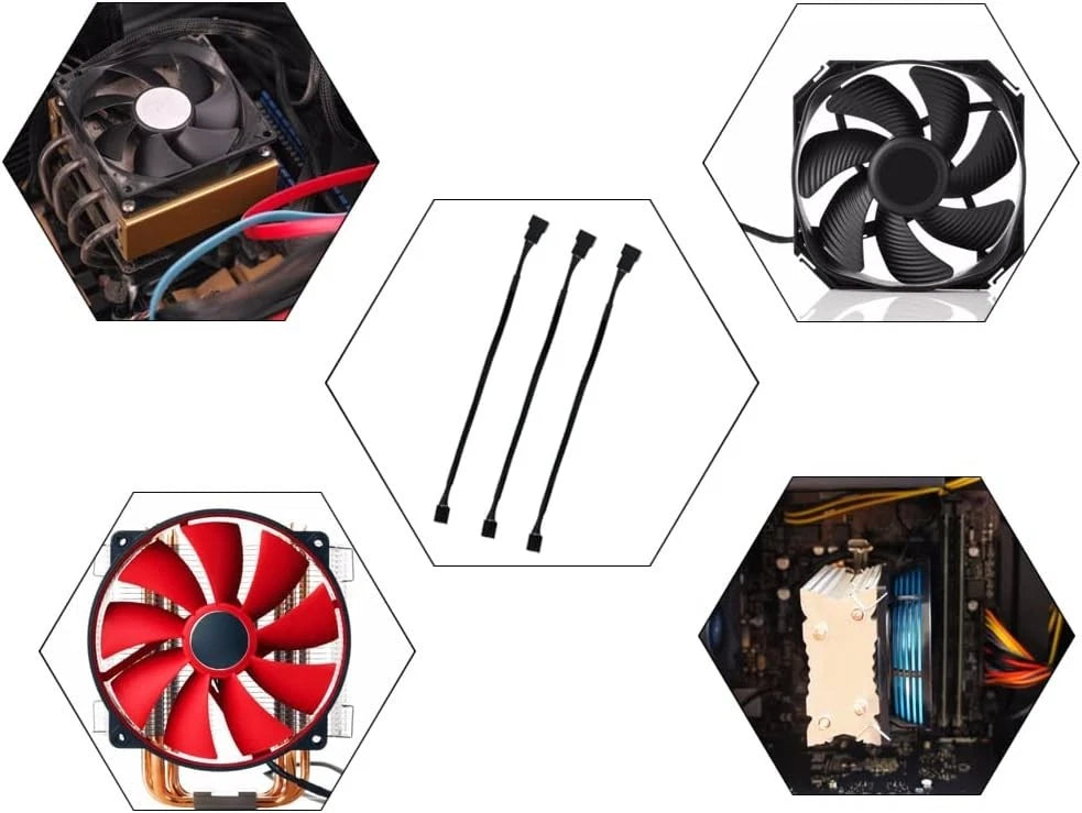 5-Pack 26CM 4-Pin PWM Fan Extension Cables for PC Case Cooling