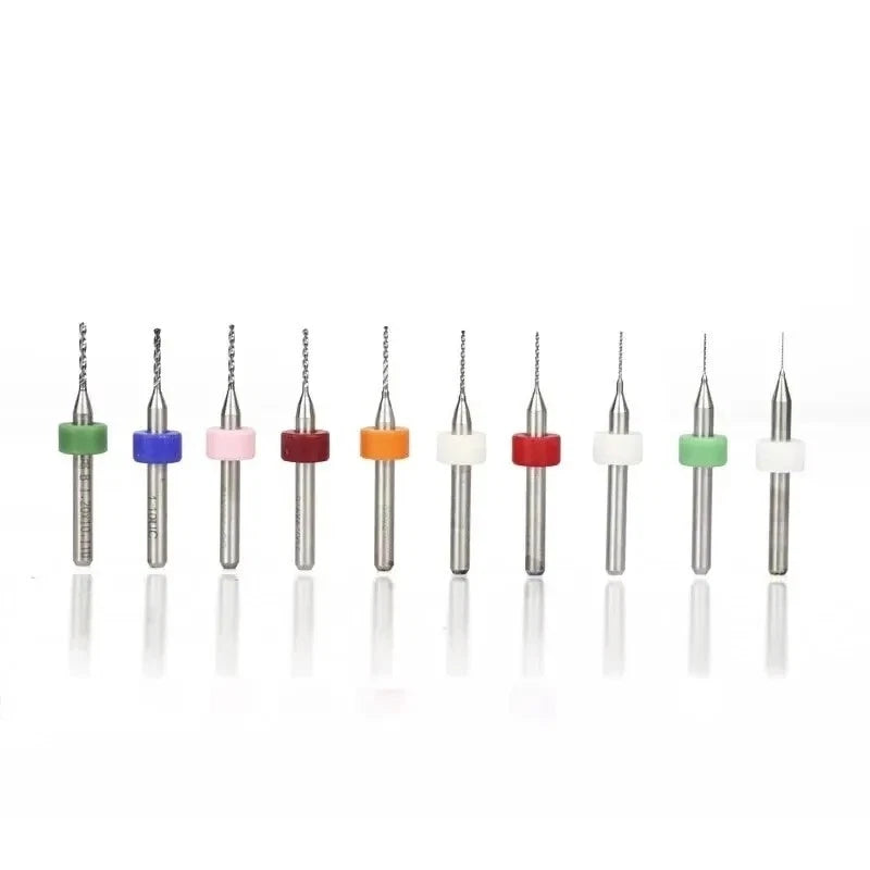 10PCS PCB Drill Bits 0.3-1.2mm Set Carbide Micro Mini CNC Drilling Bits