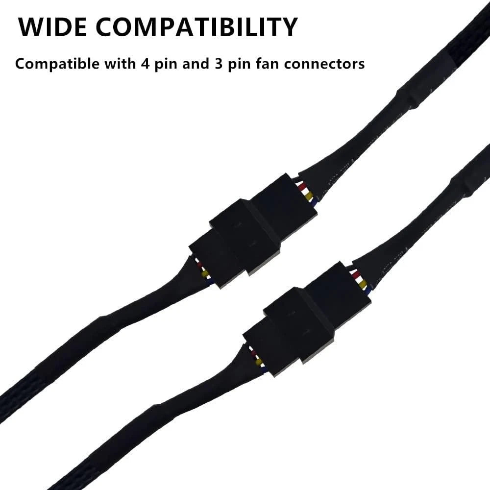5-Pack 26CM 4-Pin PWM Fan Extension Cables for PC Case Cooling