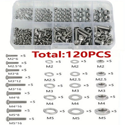 320/120pcs Hex Nuts & Bolt Set M2-M5 Metric Hardware Kit